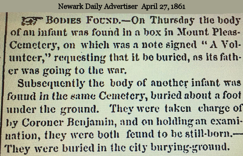 Bodies Found
Newark Daily Advertiser  April 27, 1861
