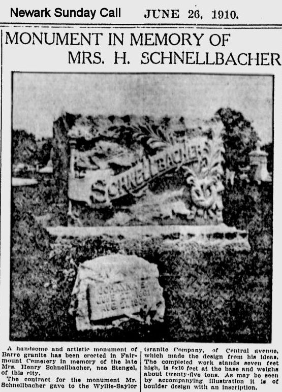 Monument in Memory of Mrs. H. Schnellbacher
1910
