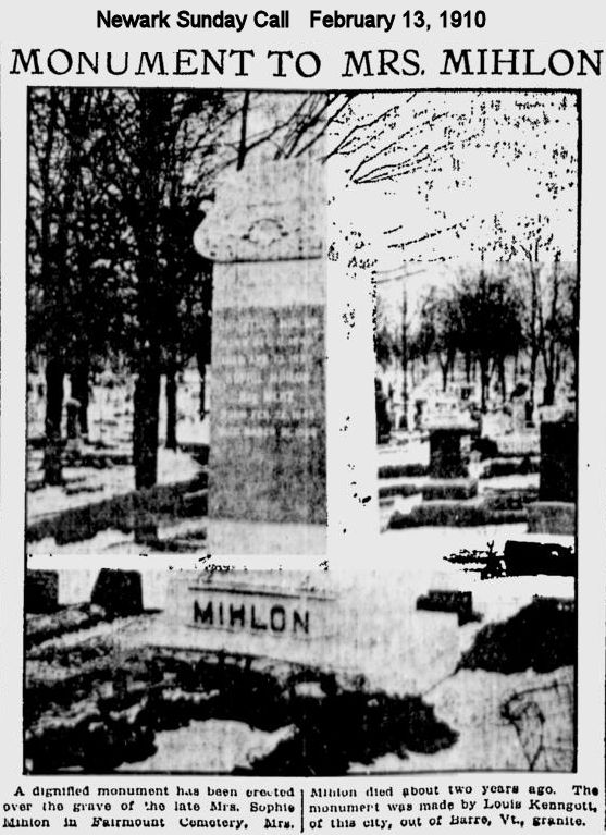 Monument to Mrs. Mihlon
1910

