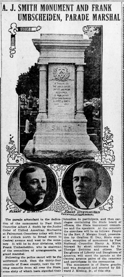 Smith Monument
Newark Star 1909
