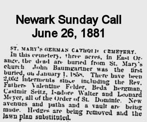 St. Mary's German Catholic Cemetery
June 26, 1881
