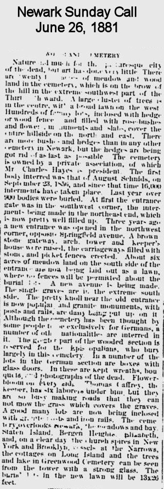Woodland Cemetery History
June 26, 1881

