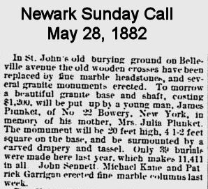 St. John's Cemetery
May 28, 1882
Newark Sunday Call
